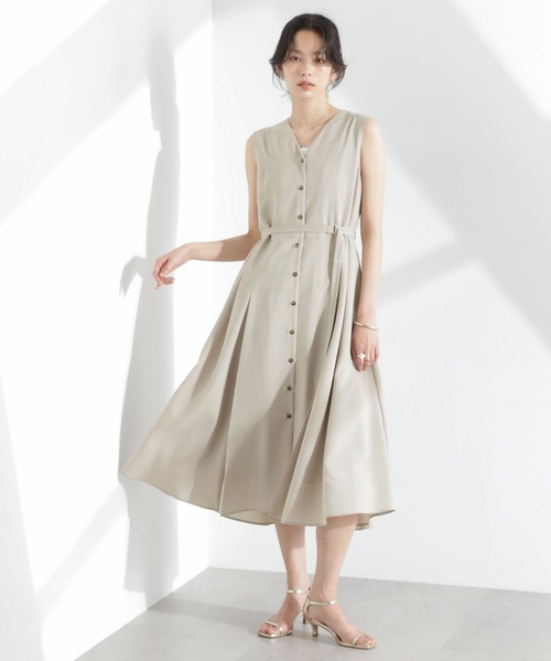 NANO universe(ナノユニバース)の「メランジドライ ベルト付きVネックワンピース(ワンピース・レディース・ライトブルー/ブラック/ライトベージュ・S/M)」の5枚目の写真