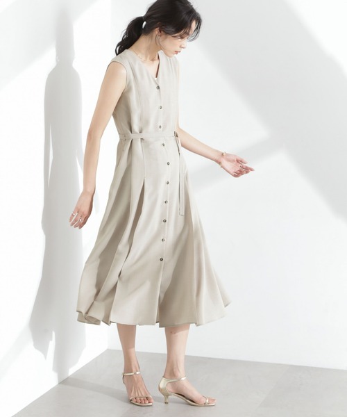 NANO universe(ナノユニバース)の「メランジドライ ベルト付きVネックワンピース(ワンピース・レディース・ライトブルー/ブラック/ライトベージュ・S/M)」の6枚目の写真