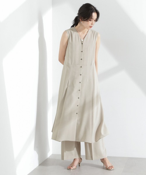 NANO universe(ナノユニバース)の「メランジドライ ベルト付きVネックワンピース(ワンピース・レディース・ライトブルー/ブラック/ライトベージュ・S/M)」の7枚目の写真