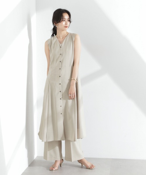 NANO universe(ナノユニバース)の「メランジドライ ベルト付きVネックワンピース(ワンピース・レディース・ライトブルー/ブラック/ライトベージュ・S/M)」の8枚目の写真