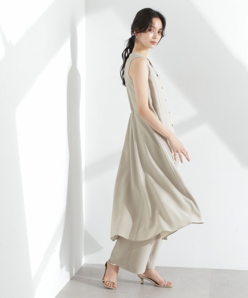 NANO universe(ナノユニバース)の「メランジドライ ベルト付きVネックワンピース(ワンピース・レディース・ライトブルー/ブラック/ライトベージュ・S/M)」の9枚目の写真