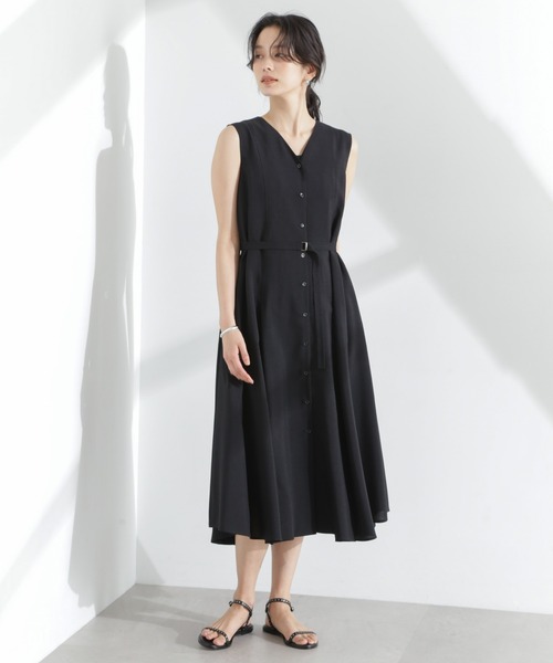 NANO universe(ナノユニバース)の「メランジドライ ベルト付きVネックワンピース(ワンピース・レディース・ライトブルー/ブラック/ライトベージュ・S/M)」の19枚目の写真