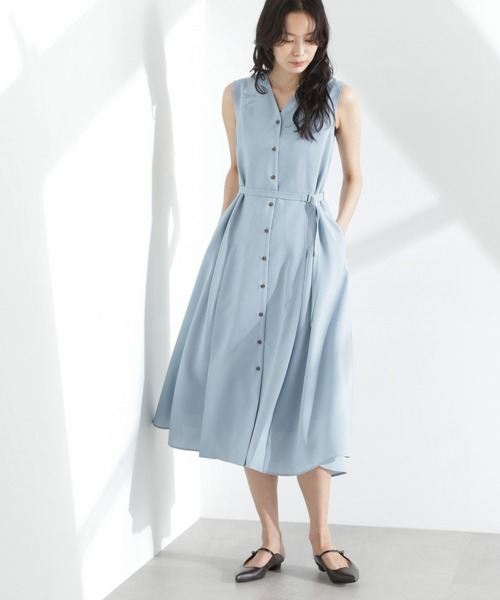 NANO universe(ナノユニバース)の「メランジドライ ベルト付きVネックワンピース(ワンピース・レディース・ライトブルー/ブラック/ライトベージュ・S/M)」の11枚目の写真