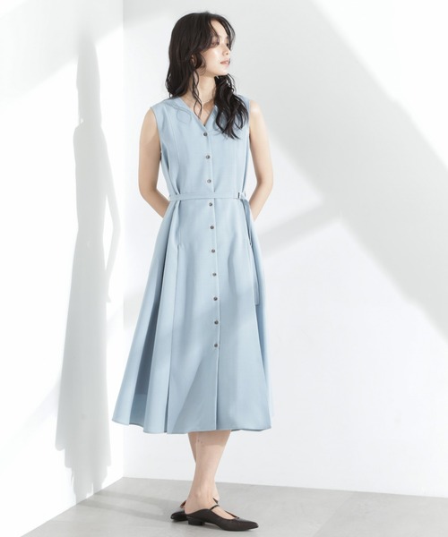 NANO universe(ナノユニバース)の「メランジドライ ベルト付きVネックワンピース(ワンピース・レディース・ライトブルー/ブラック/ライトベージュ・S/M)」の12枚目の写真