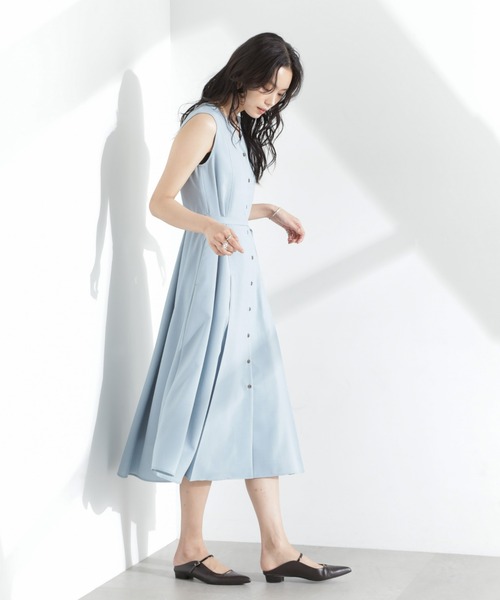NANO universe(ナノユニバース)の「メランジドライ ベルト付きVネックワンピース(ワンピース・レディース・ライトブルー/ブラック/ライトベージュ・S/M)」の13枚目の写真