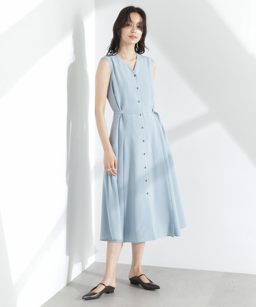 NANO universe(ナノユニバース)の「メランジドライ ベルト付きVネックワンピース(ワンピース・レディース・ライトブルー/ブラック/ライトベージュ・S/M)」の17枚目の写真