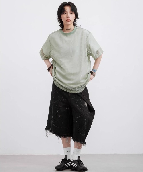 FreeZone（フリーゾーン）の「メッシュ半袖Tシャツ（Tシャツ/カットソー・メンズ・ホワイト/グリーン/ブルー/ブラック・F）」の10枚目の写真
