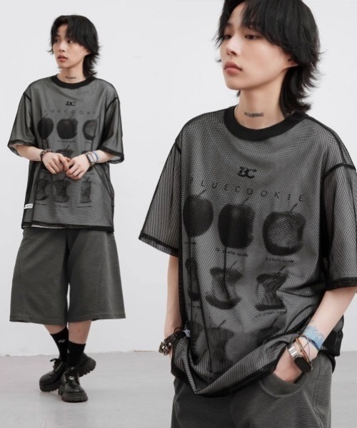 FreeZone（フリーゾーン）の「メッシュ半袖Tシャツ（Tシャツ/カットソー・メンズ・ホワイト/グリーン/ブルー/ブラック・F）」の21枚目の写真