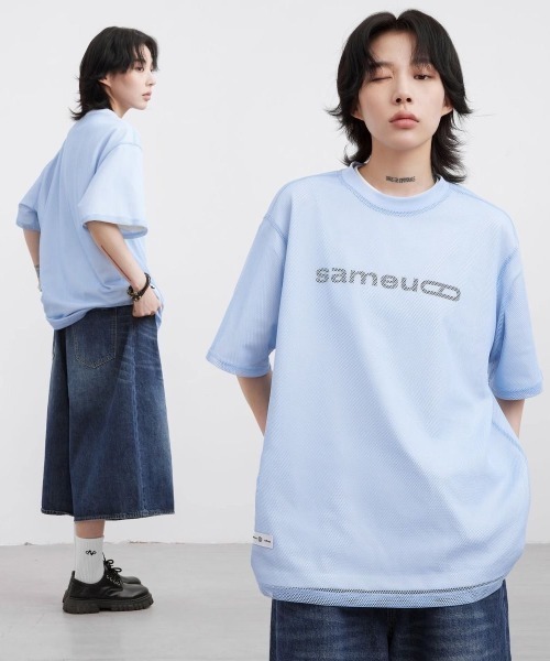 FreeZone（フリーゾーン）の「メッシュ半袖Tシャツ（Tシャツ/カットソー・メンズ・ホワイト/グリーン/ブルー/ブラック・F）」の5枚目の写真