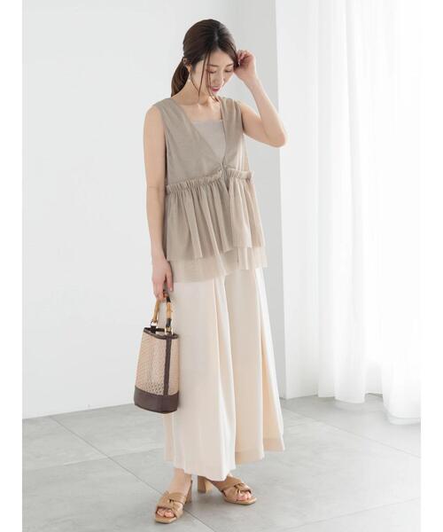 Te chichi（テチチ）の「スムースツイルタックフレアガウチョ（その他パンツ・レディース・カーキ/チャコールグレー/オフホワイト・F）」の5枚目の写真