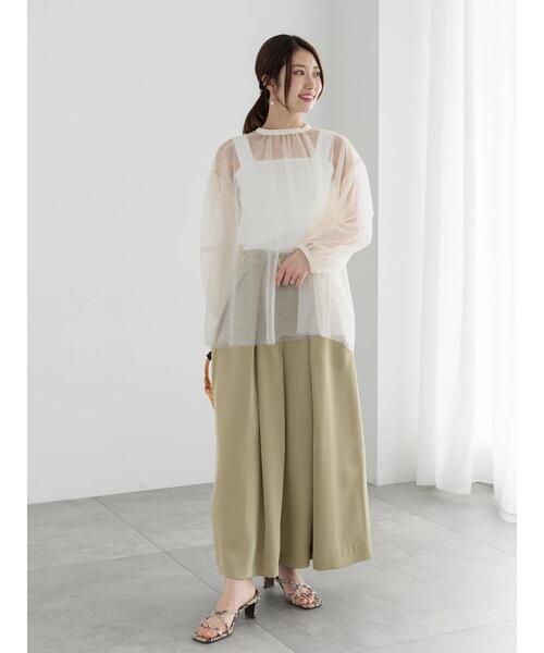 Te chichi（テチチ）の「スムースツイルタックフレアガウチョ（その他パンツ・レディース・カーキ/チャコールグレー/オフホワイト・F）」の12枚目の写真