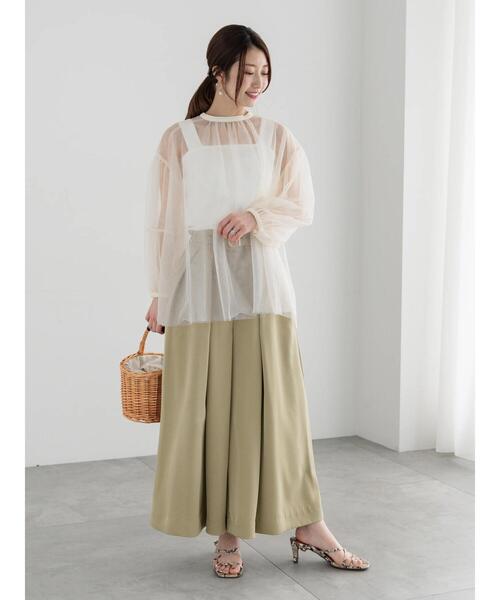 Te chichi（テチチ）の「スムースツイルタックフレアガウチョ（その他パンツ・レディース・カーキ/チャコールグレー/オフホワイト・F）」の13枚目の写真