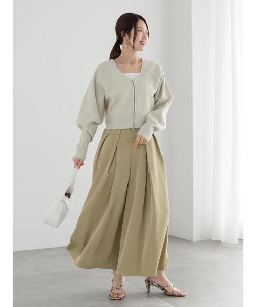 Te chichi（テチチ）の「スムースツイルタックフレアガウチョ（その他パンツ・レディース・カーキ/チャコールグレー/オフホワイト・F）」の15枚目の写真