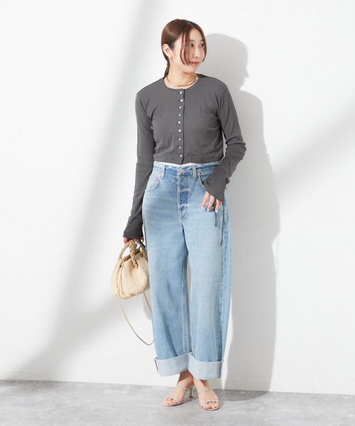 sana（サナ）の「【SANA/サナ】CARDIGAN：カーディガン（カーディガン/ボレロ・レディース・ホワイト/ライトグレー・FREE）」の5枚目の写真