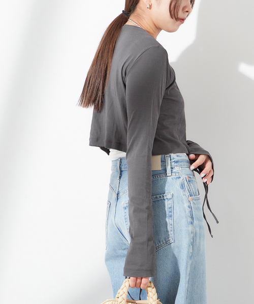 sana（サナ）の「【SANA/サナ】CARDIGAN：カーディガン（カーディガン/ボレロ・レディース・ホワイト/ライトグレー・FREE）」の9枚目の写真