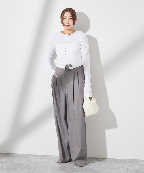 sana（サナ）の「【SANA/サナ】CARDIGAN：カーディガン（カーディガン/ボレロ・レディース・ホワイト/ライトグレー・FREE）」の14枚目の写真