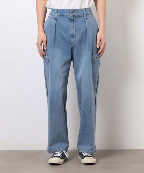 Purple&Yellow（パープルアンドイエロー）の「ファスナーポケットデニムパンツ（デニムパンツ・メンズ・ブラック/ケミカルウォッシュ・X-SMALL/SMALL/MEDIUM/LARGE）」の3枚目の写真