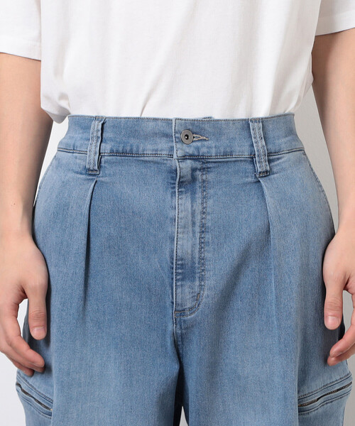 Purple&Yellow（パープルアンドイエロー）の「ファスナーポケットデニムパンツ（デニムパンツ・メンズ・ブラック/ケミカルウォッシュ・X-SMALL/SMALL/MEDIUM/LARGE）」の6枚目の写真