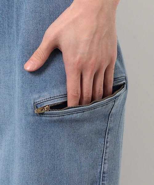 Purple&Yellow（パープルアンドイエロー）の「ファスナーポケットデニムパンツ（デニムパンツ・メンズ・ブラック/ケミカルウォッシュ・X-SMALL/SMALL/MEDIUM/LARGE）」の9枚目の写真