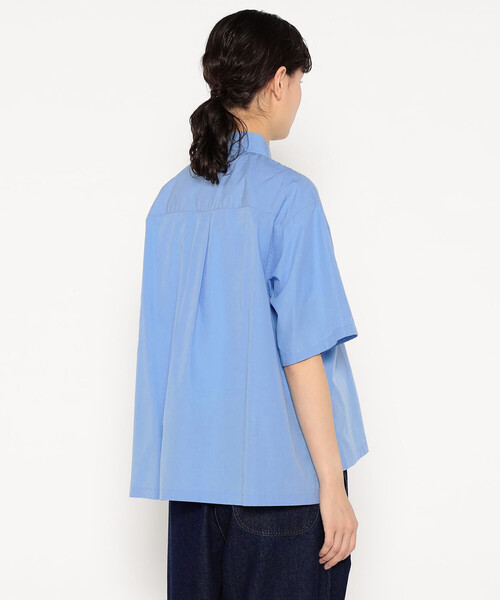 DANTON◆COTTON POPLIN HALF SLEEVE SHIRT/半袖ブラウス/38/DT-B0223 OPP DANTON Cotton Short Sleeves Shirt, Navy – Navyblue