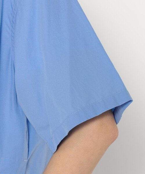 DANTON◆COTTON POPLIN HALF SLEEVE SHIRT/半袖ブラウス/38/DT-B0223 OPP DANTON Cotton Short Sleeves Shirt, Navy – Navyblue