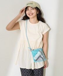 切替ギャザーTシャツ/異素材ドッキングTシャツ