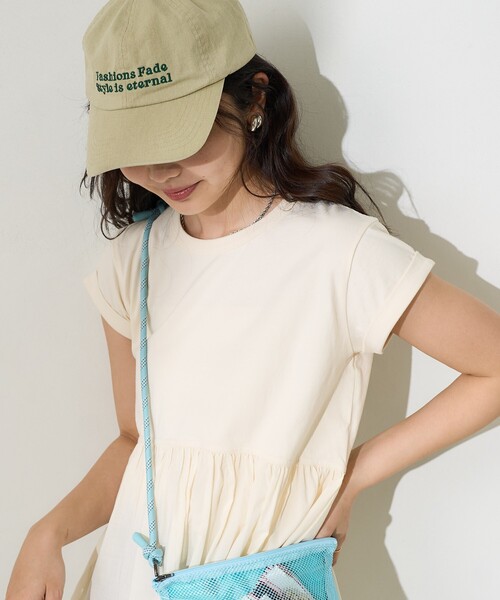 FREAK'S STORE(フリークスストア)の「切替ギャザーTシャツ/異素材ドッキングTシャツ(Tシャツ/カットソー・レディース・オフホワイト/ブラック/ピンク/ベージュ・フリ-)」の17枚目の写真