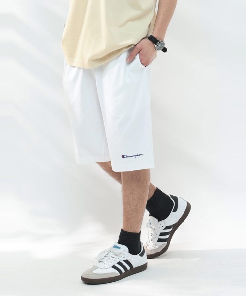 Champion（チャンピオン）の「Champion ワンポイントロゴ 綿100％ ショートパンツ ハーフパンツ 短パン（スウェットパンツ・メンズ・ブラック/グレー/ネイビー/ホワイト/ダークグレー・M/L/LL）」の2枚目の写真