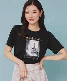 index（インデックス）の「箔プリントショート丈Tシャツ【UV/接触冷感/洗濯機洗い可】（Tシャツ/カットソー）」