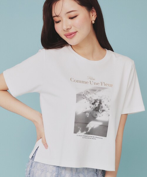 セール】箔プリントショート丈Tシャツ【UV/接触冷感/洗濯機洗い