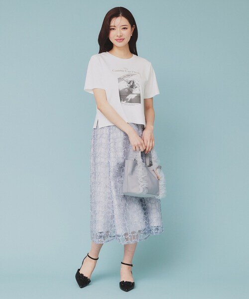 セール】箔プリントショート丈Tシャツ【UV/接触冷感/洗濯機洗い