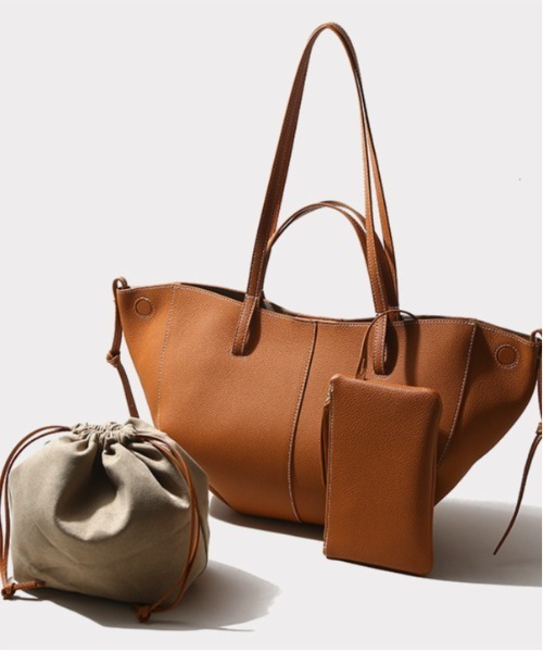 NiiNa（ニーナ）の「【 NiiNa / ニーナ 】高品質牛革 大容量 2way フレンチ トートバッグ（インナーポーチ付き）（トートバッグ・レディース・カーキ/ブラウン/ブラック/ダークブラウン/イエロー/ブルー・FREE）」の12枚目の写真