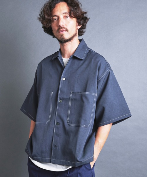 Magine（マージン）の「【SELECT】IR: BIG SIZE STICHING SHIRTS S/S/ビッグサイズ ステッチング 半袖シャツ（シャツ/ブラウス・メンズ・チャコールグレー/ネイビー/ブラック・L/M）」の3枚目の写真