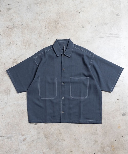 Magine（マージン）の「【SELECT】IR: BIG SIZE STICHING SHIRTS S/S/ビッグサイズ ステッチング 半袖シャツ（シャツ/ブラウス・メンズ・チャコールグレー/ネイビー/ブラック・L/M）」の19枚目の写真