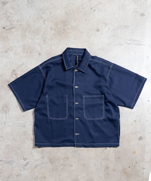 Magine（マージン）の「【SELECT】IR: BIG SIZE STICHING SHIRTS S/S/ビッグサイズ ステッチング 半袖シャツ（シャツ/ブラウス・メンズ・チャコールグレー/ネイビー/ブラック・L/M）」の20枚目の写真