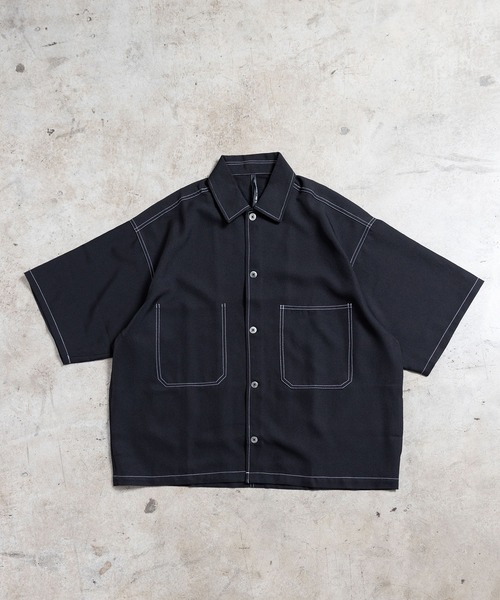 Magine（マージン）の「【SELECT】IR: BIG SIZE STICHING SHIRTS S/S/ビッグサイズ ステッチング 半袖シャツ（シャツ/ブラウス・メンズ・チャコールグレー/ネイビー/ブラック・L/M）」の18枚目の写真