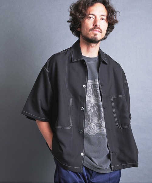 Magine（マージン）の「【SELECT】IR: BIG SIZE STICHING SHIRTS S/S/ビッグサイズ ステッチング 半袖シャツ（シャツ/ブラウス・メンズ・チャコールグレー/ネイビー/ブラック・L/M）」の6枚目の写真