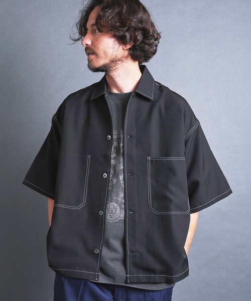 Magine（マージン）の「【SELECT】IR: BIG SIZE STICHING SHIRTS S/S/ビッグサイズ ステッチング 半袖シャツ（シャツ/ブラウス・メンズ・チャコールグレー/ネイビー/ブラック・L/M）」の8枚目の写真
