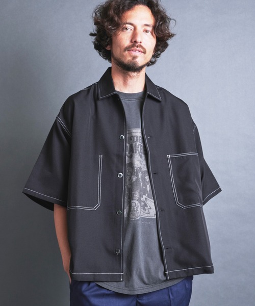 Magine（マージン）の「【SELECT】IR: BIG SIZE STICHING SHIRTS S/S/ビッグサイズ ステッチング 半袖シャツ（シャツ/ブラウス・メンズ・チャコールグレー/ネイビー/ブラック・L/M）」の9枚目の写真