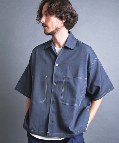 Magine（マージン）の「【SELECT】IR: BIG SIZE STICHING SHIRTS S/S/ビッグサイズ ステッチング 半袖シャツ（シャツ/ブラウス・メンズ・チャコールグレー/ネイビー/ブラック・L/M）」の10枚目の写真