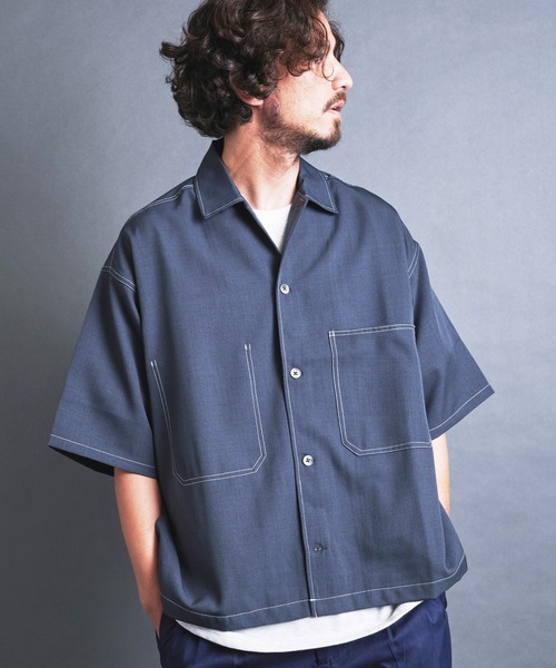 Magine（マージン）の「【SELECT】IR: BIG SIZE STICHING SHIRTS S/S/ビッグサイズ ステッチング 半袖シャツ（シャツ/ブラウス・メンズ・チャコールグレー/ネイビー/ブラック・L/M）」の11枚目の写真
