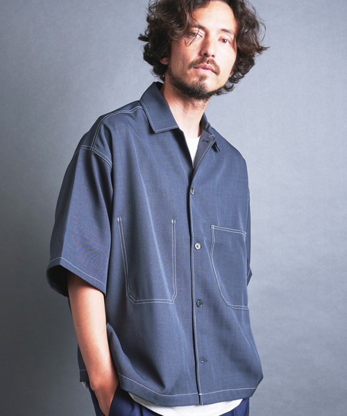 Magine（マージン）の「【SELECT】IR: BIG SIZE STICHING SHIRTS S/S/ビッグサイズ ステッチング 半袖シャツ（シャツ/ブラウス・メンズ・チャコールグレー/ネイビー/ブラック・L/M）」の13枚目の写真