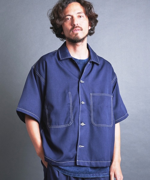 Magine（マージン）の「【SELECT】IR: BIG SIZE STICHING SHIRTS S/S/ビッグサイズ ステッチング 半袖シャツ（シャツ/ブラウス・メンズ・チャコールグレー/ネイビー/ブラック・L/M）」の14枚目の写真