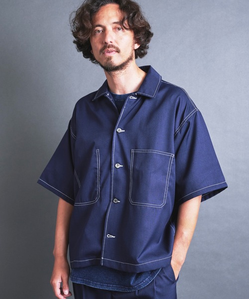 Magine（マージン）の「【SELECT】IR: BIG SIZE STICHING SHIRTS S/S/ビッグサイズ ステッチング 半袖シャツ（シャツ/ブラウス・メンズ・チャコールグレー/ネイビー/ブラック・L/M）」の16枚目の写真