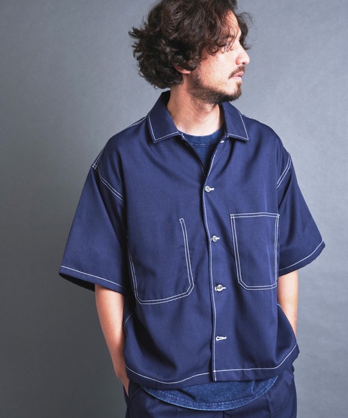Magine（マージン）の「【SELECT】IR: BIG SIZE STICHING SHIRTS S/S/ビッグサイズ ステッチング 半袖シャツ（シャツ/ブラウス・メンズ・チャコールグレー/ネイビー/ブラック・L/M）」の17枚目の写真