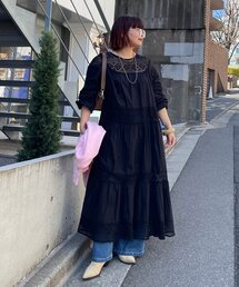 【nane】【India series】レース切替ロングワンピース