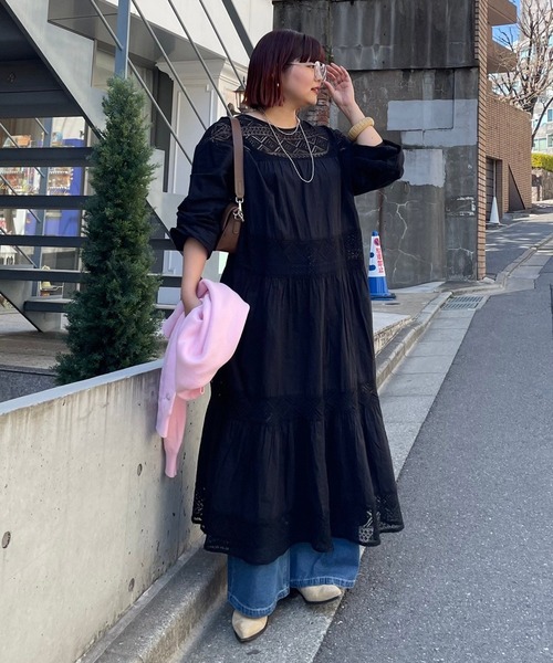 TEN × Ron Herman 花柄 レース切替 ロングワンピース コラボ TEN × Ron Herman 花柄 レース切替 ロングワンピース コラボ