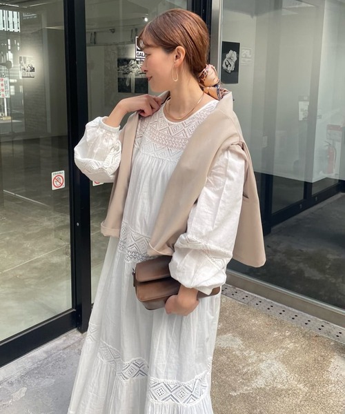Remind me and forever（リマインドミーアンドフォーエバー）の「【nane】【India series】レース切替ロングワンピース（ワンピース・レディース・オフホワイト/ブラック/ブラウン・FREE）」の13枚目の写真