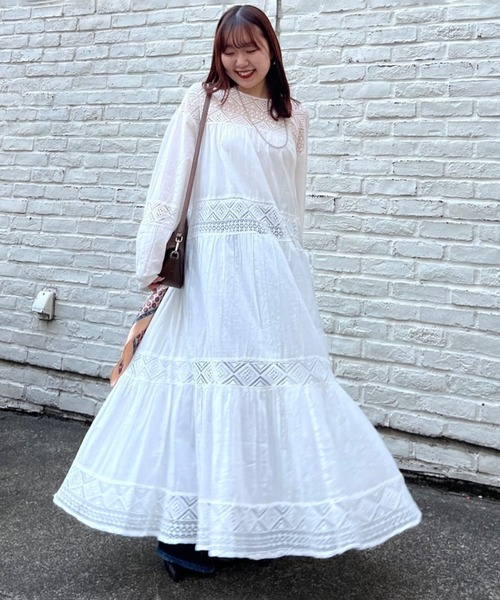 Remind me and forever（リマインドミーアンドフォーエバー）の「【nane】【India series】レース切替ロングワンピース（ワンピース・レディース・オフホワイト/ブラック/ブラウン・FREE）」の18枚目の写真