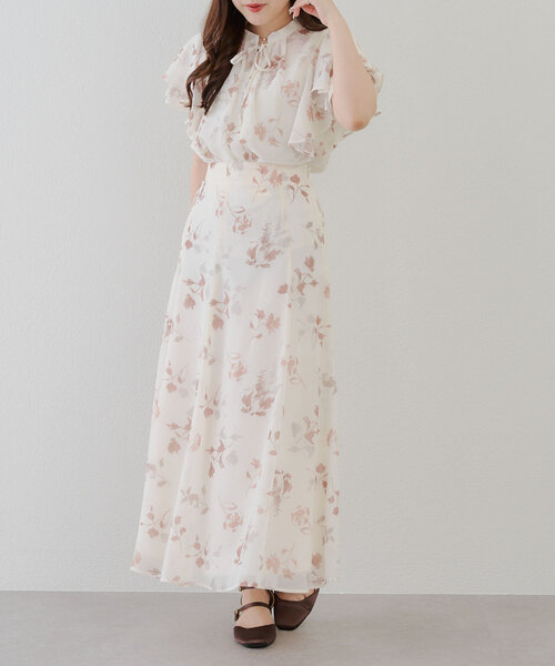 Another Branch olive des olive(アナザーブランチオリーブデオリーブ)の「【SETUP対応】ぼかし花柄マーメイドスカート(スカート・レディース・ブラウン/グレー/ブルー・FREE)」の4枚目の写真